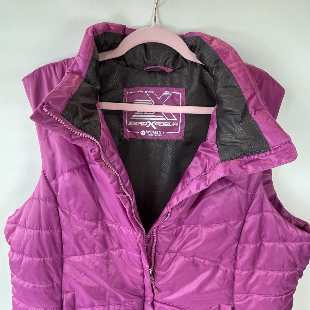 Zeroxposur Women's Quilted Puffer Zip Up Outwear Hiking Fushia Jacket Vest Sz 1X - Picture 4 of 9